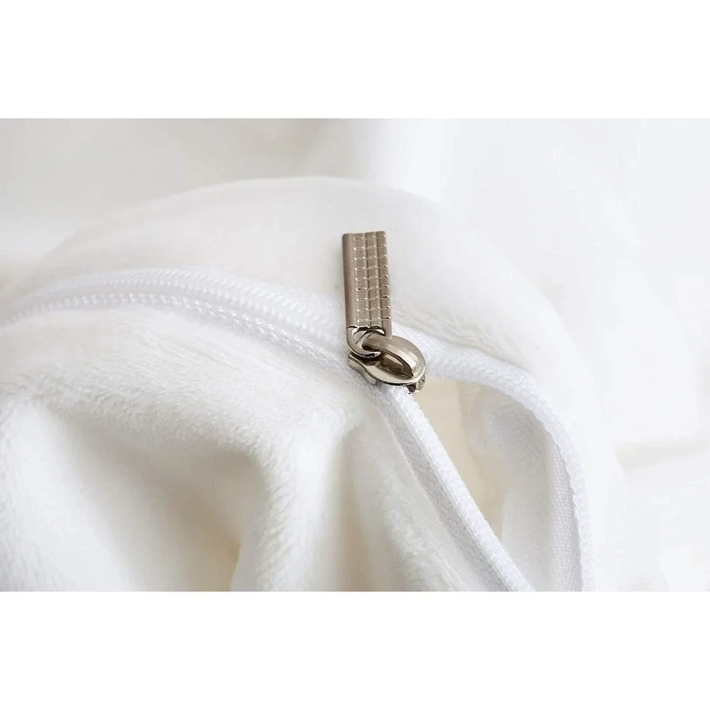 Plush Duvet Cover Set Luxury Ultra Soft Velvet Set QUEEN White EMBROIDERY LEAF